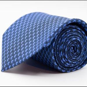 Made In Italy - Blue Chainlink Silk Handmade Tie